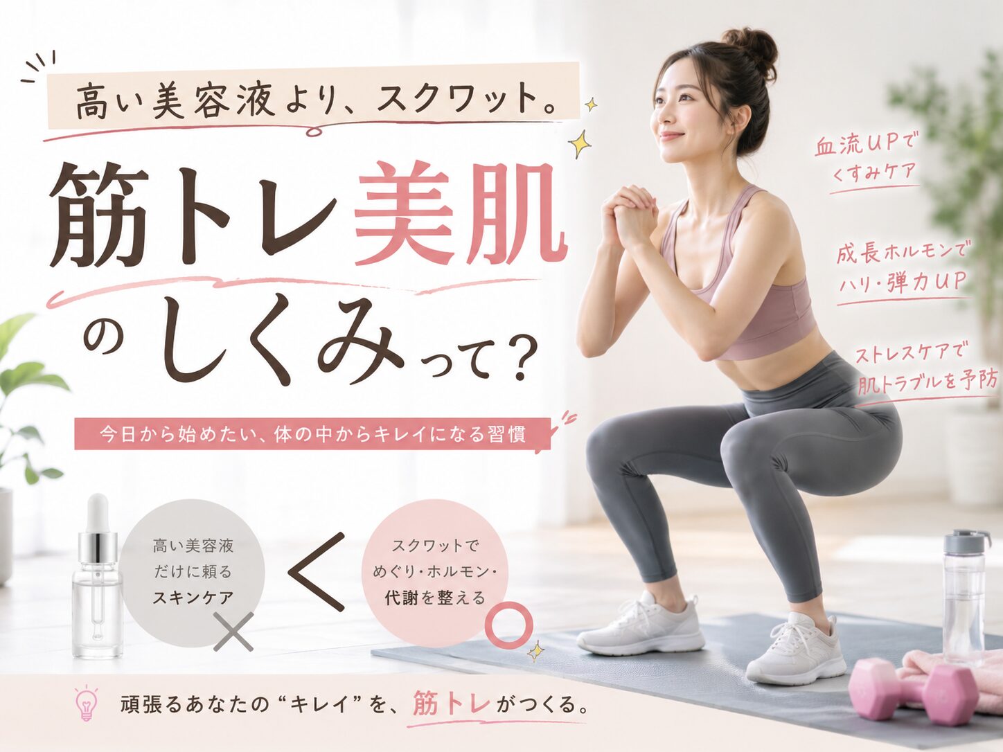高い美容液より、スクワット。「筋トレ美肌」のしくみ